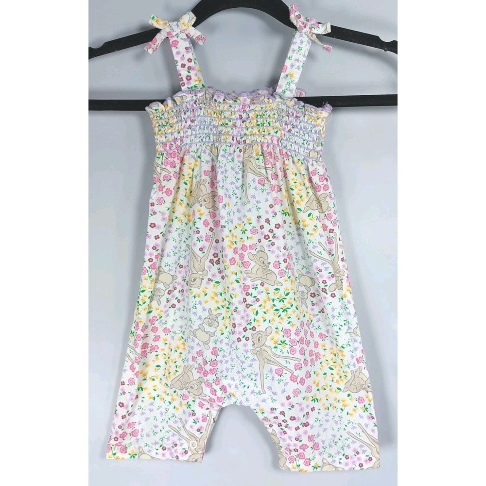 Disney Baby Smocked Bambi Jumper‎ Cotton Floral 3-6 Month Summer